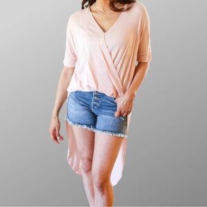 Red Lolly Peach Waffle Knit High Low Top NWOT Lightweight Boutique Blouse S M L